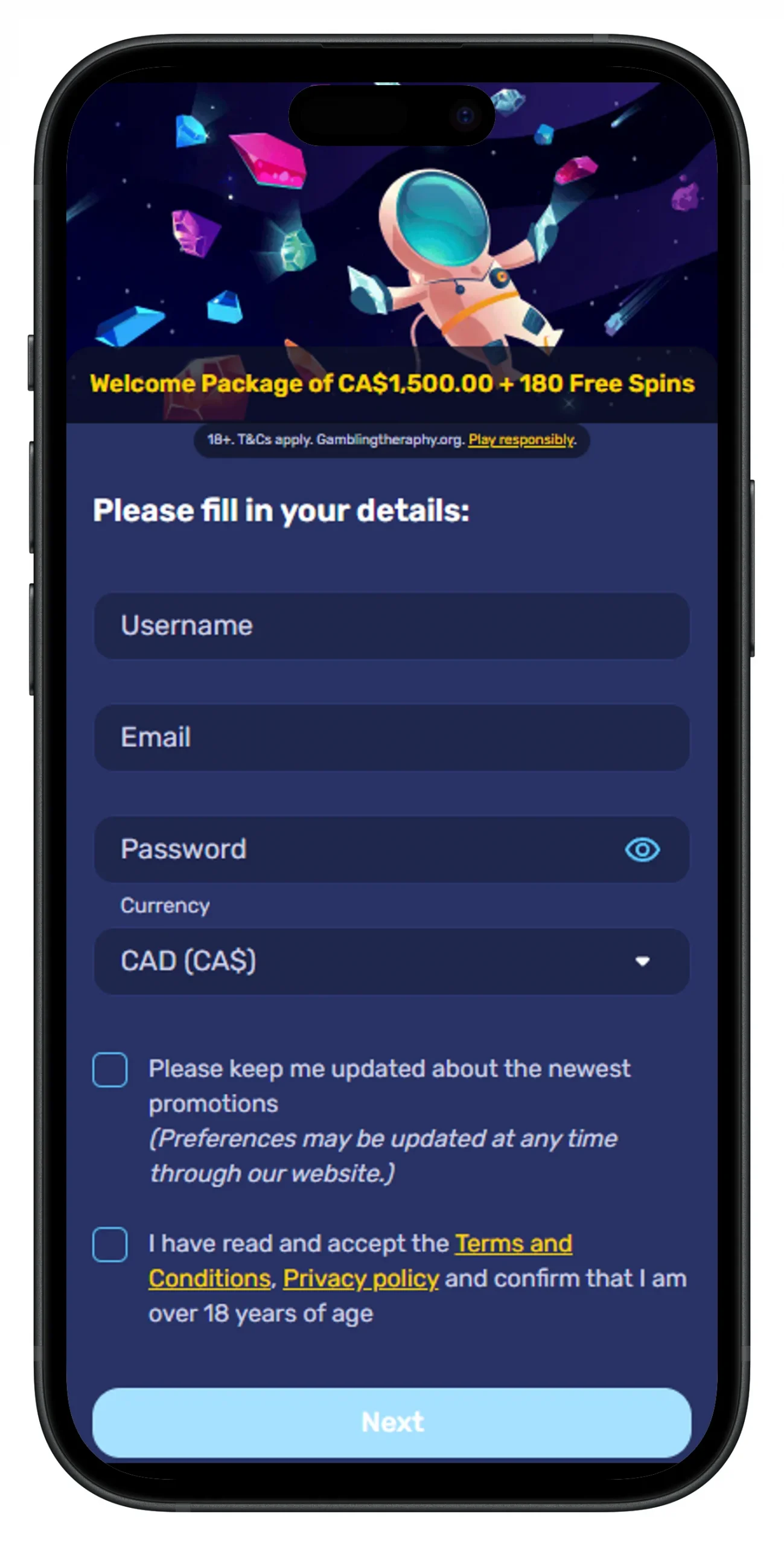 Galaxyno Casino Registration Process from a Mobile Device