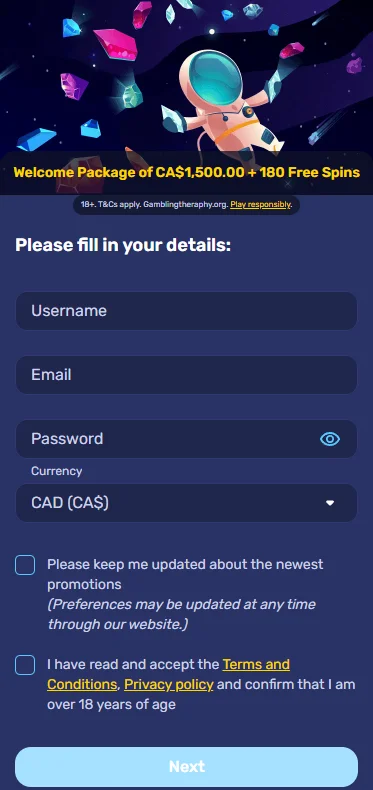 How to Register account at Galaxyno Casino?